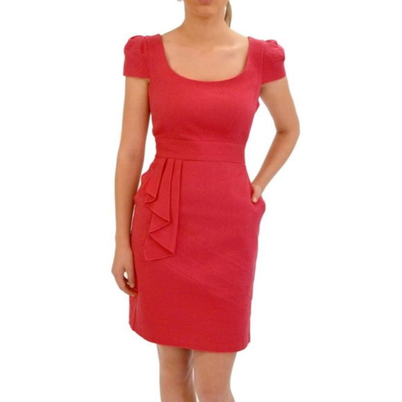 NWT Max Cleo Dress Coral Sheath Cotton Size 10 - Picture 2 of 7
